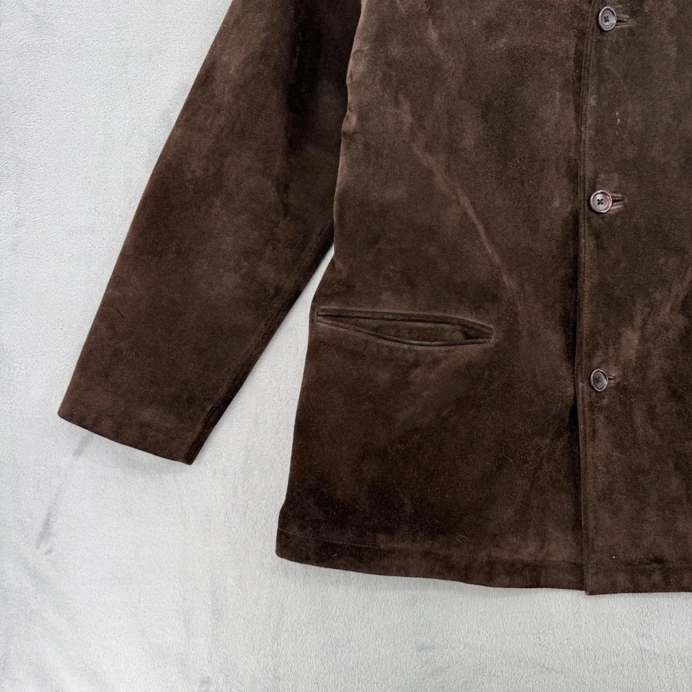Vintage Banana Republic Mens Chocolate Brown Suede Leather Heavy Jacket Large